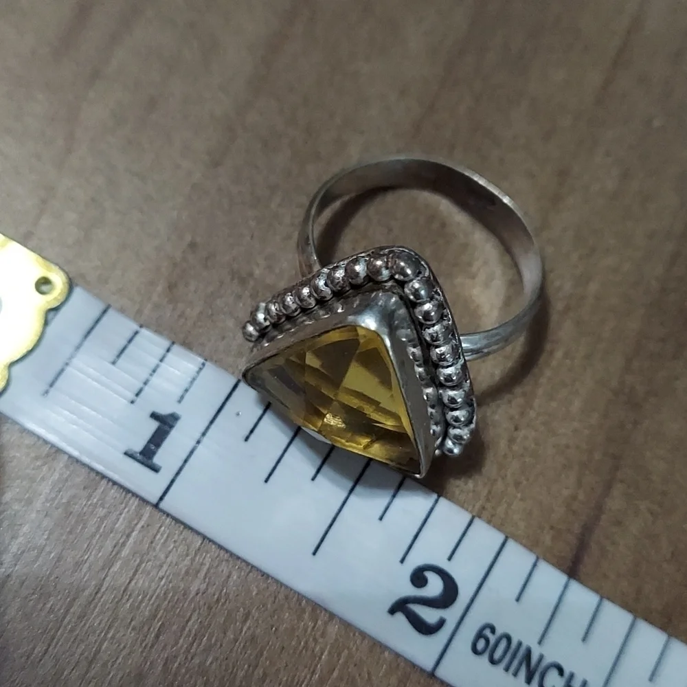 VINTAGE Stamped Sterling Silver Morganite Ring Size 9